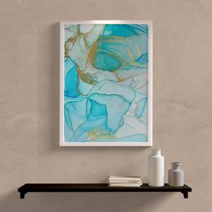 Quadro Decorativo Abstrato Azul - detalhe da moldura e acabamento