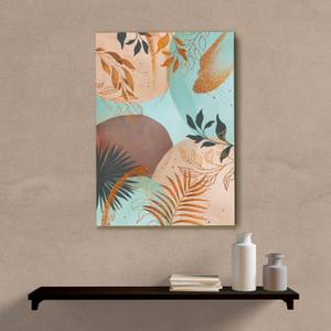 Quadro Decorativo Abstrato Azul com Folhas - quadro decorativo em ambiente decorado