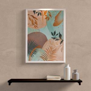 Quadro Decorativo Abstrato Azul com Folhas - detalhe da moldura e acabamento