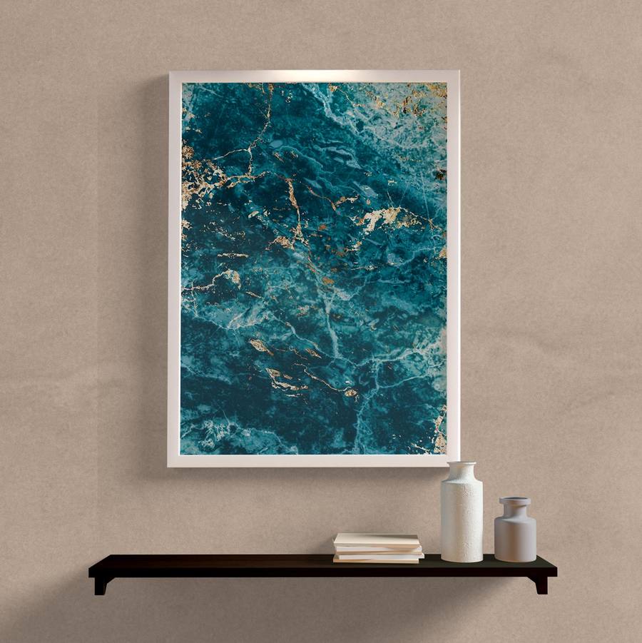Quadro Decorativo Abstrato Azul - detalhe da moldura e acabamento