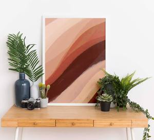 Quadro Decorativo Abstrato bege e marrom - vista aproximada da impressão
