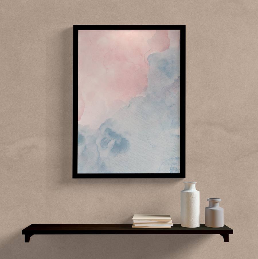 Quadro Decorativo Abstrato Candy Rosa e Azul - detalhe da moldura e acabamento