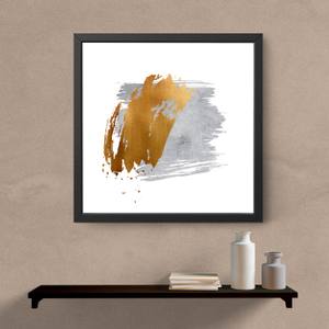 Quadro Decorativo Abstrato Cinza e Dourado | Wallze
