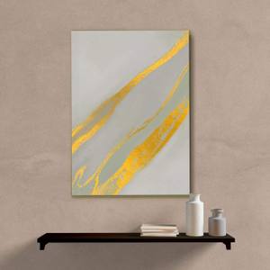 Quadro Decorativo Abstrato Cinza e Dourado - quadro decorativo em ambiente decorado