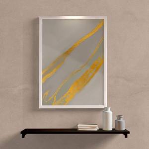 Quadro Decorativo Abstrato Cinza e Dourado - detalhe da moldura e acabamento