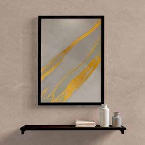 Quadro decorativo abstrato cinza e dourado
