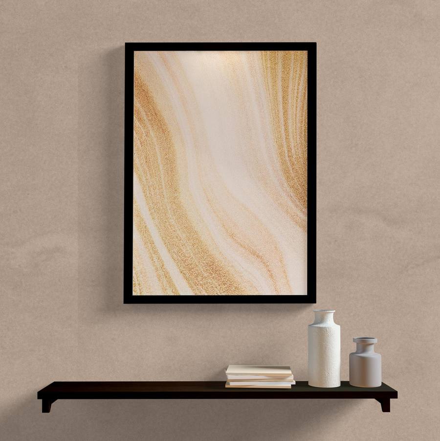 Quadro Decorativo Abstrato Dourado - detalhe da moldura e acabamento
