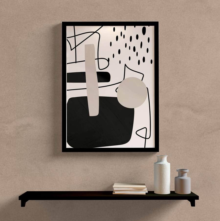 Quadro Decorativo Abstrato Formas - detalhe da moldura e acabamento