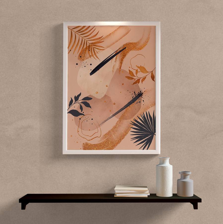 Quadro Decorativo Abstrato Gold - detalhe da moldura e acabamento