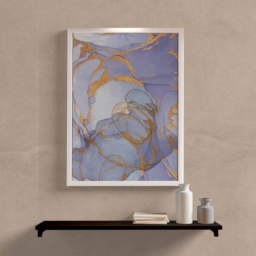 Quadro Decorativo Abstrato Lilás - detalhe da moldura e acabamento