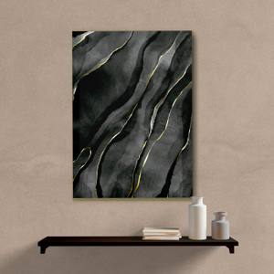 Quadro Decorativo Abstrato Preto e Dourado - quadro decorativo em ambiente decorado