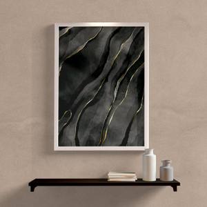 Quadro Decorativo Abstrato Preto e Dourado - detalhe da moldura e acabamento