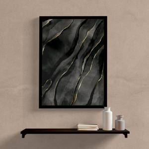 Quadro decorativo abstrato preto e dourado