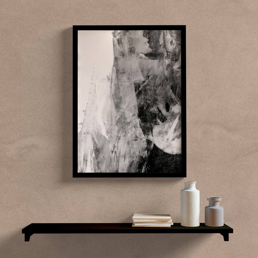 Quadro Decorativo Abstrato Preto II - detalhe da moldura e acabamento