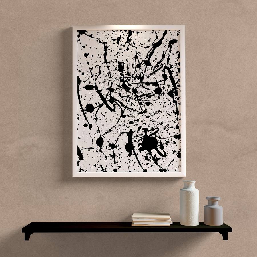 Quadro Decorativo Abstrato Preto III - detalhe da moldura e acabamento