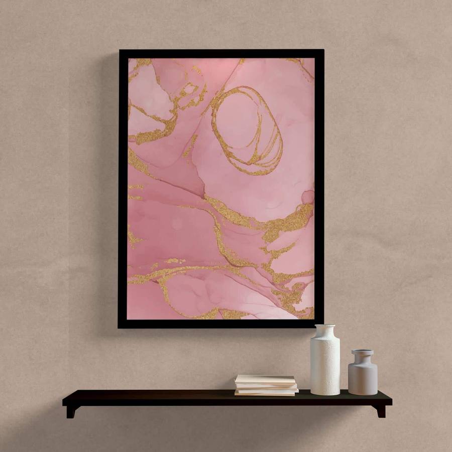 Quadro Decorativo Abstrato Rosa - detalhe da moldura e acabamento