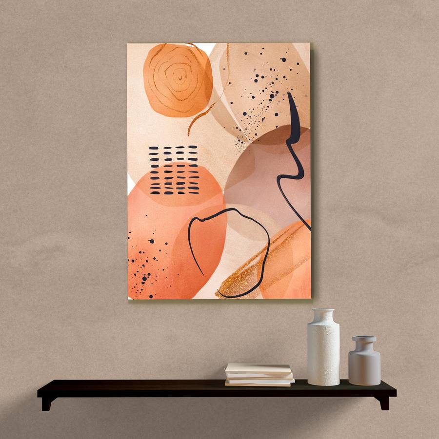 Quadro Decorativo Abstrato Tons Terrosos - quadro decorativo em ambiente decorado