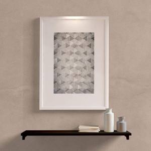 Quadro Decorativo Abstrato Triângulos Cinza - detalhe da moldura e acabamento