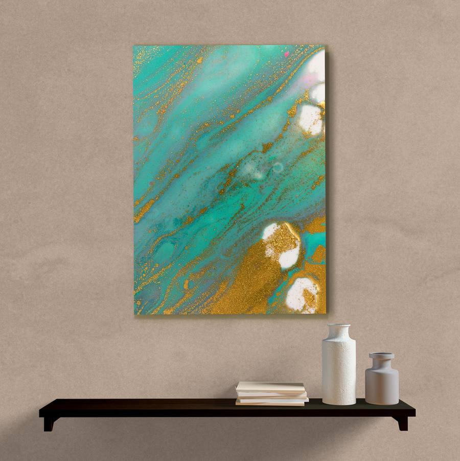 Quadro Decorativo Abstrato Verde Água - quadro decorativo em ambiente decorado