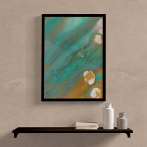Quadro Decorativo Abstrato Verde Água - detalhe da moldura e acabamento