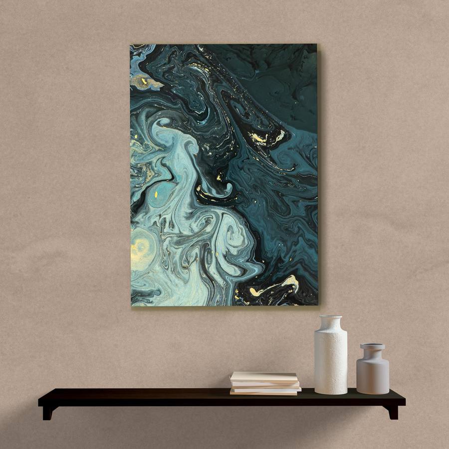 Quadro Decorativo Abstrato Verde Escuro II - quadro decorativo em ambiente decorado