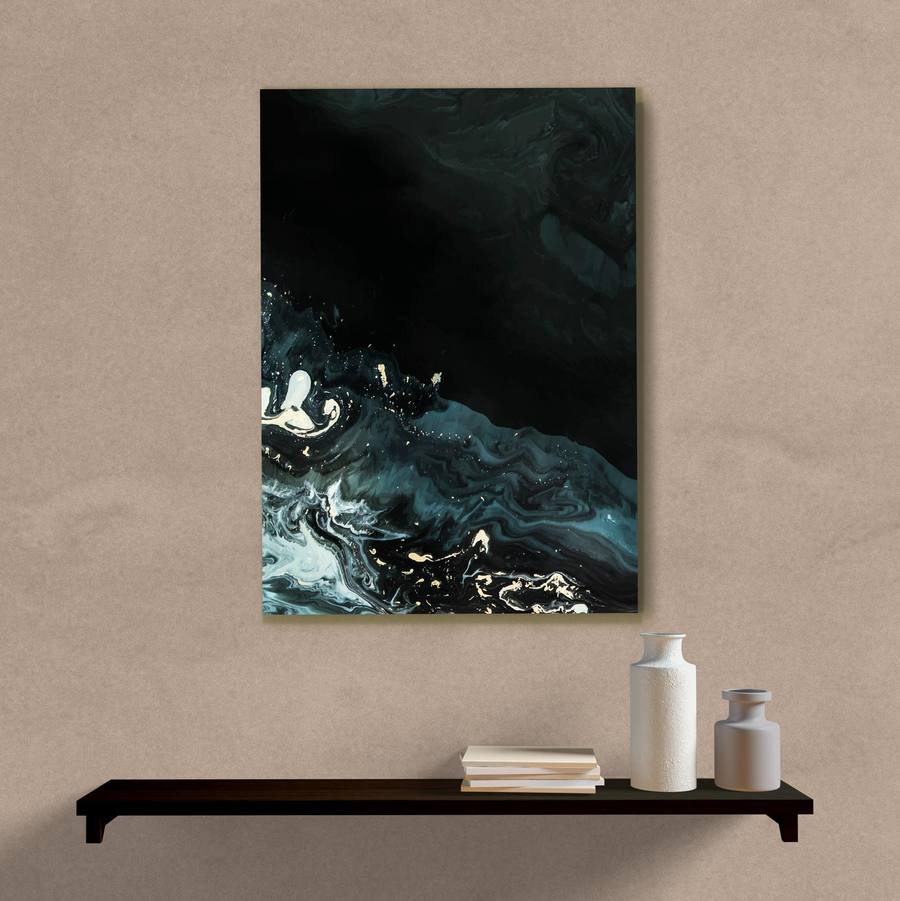 Quadro Decorativo Abstrato Verde Escuro - quadro decorativo em ambiente decorado