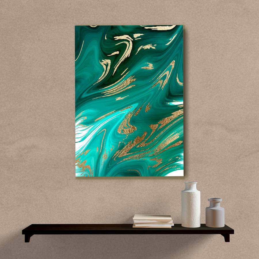 Quadro Decorativo Abstrato Verde - quadro decorativo em ambiente decorado