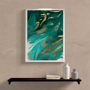 Quadro Decorativo Abstrato Verde - detalhe da moldura e acabamento