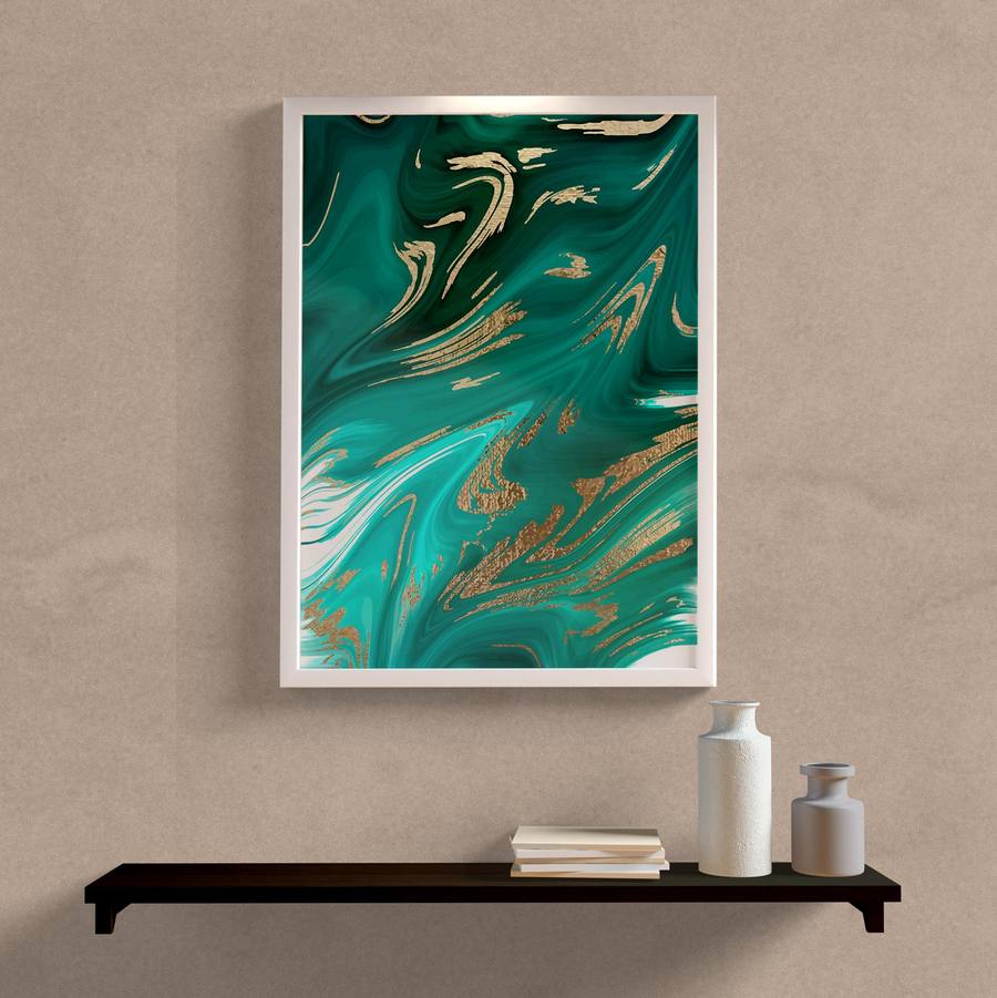 Quadro Decorativo Abstrato Verde - detalhe da moldura e acabamento