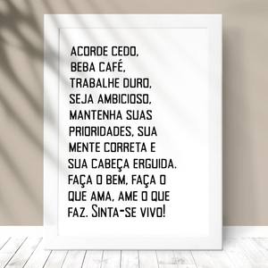 Quadro Decorativo Acorde Cedo - detalhe da moldura e acabamento
