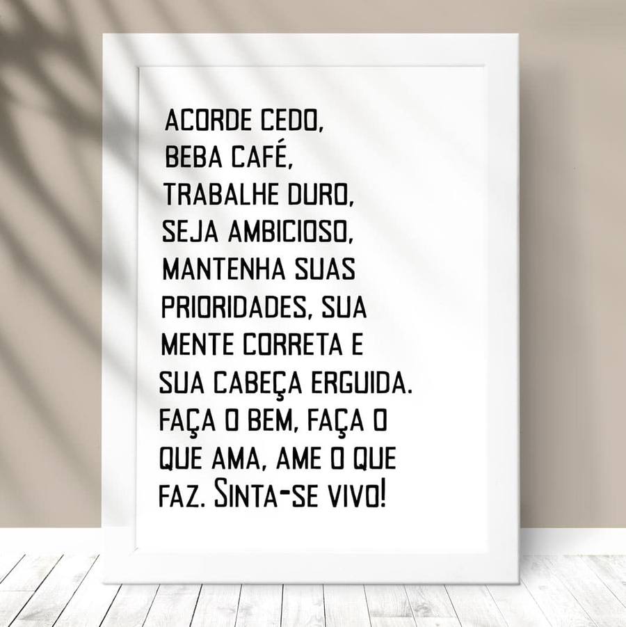 Quadro Decorativo Acorde Cedo - detalhe da moldura e acabamento