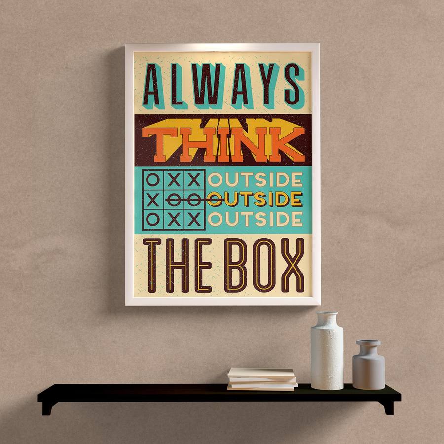 Quadro Decorativo Always think outside the box - detalhe da moldura e acabamento