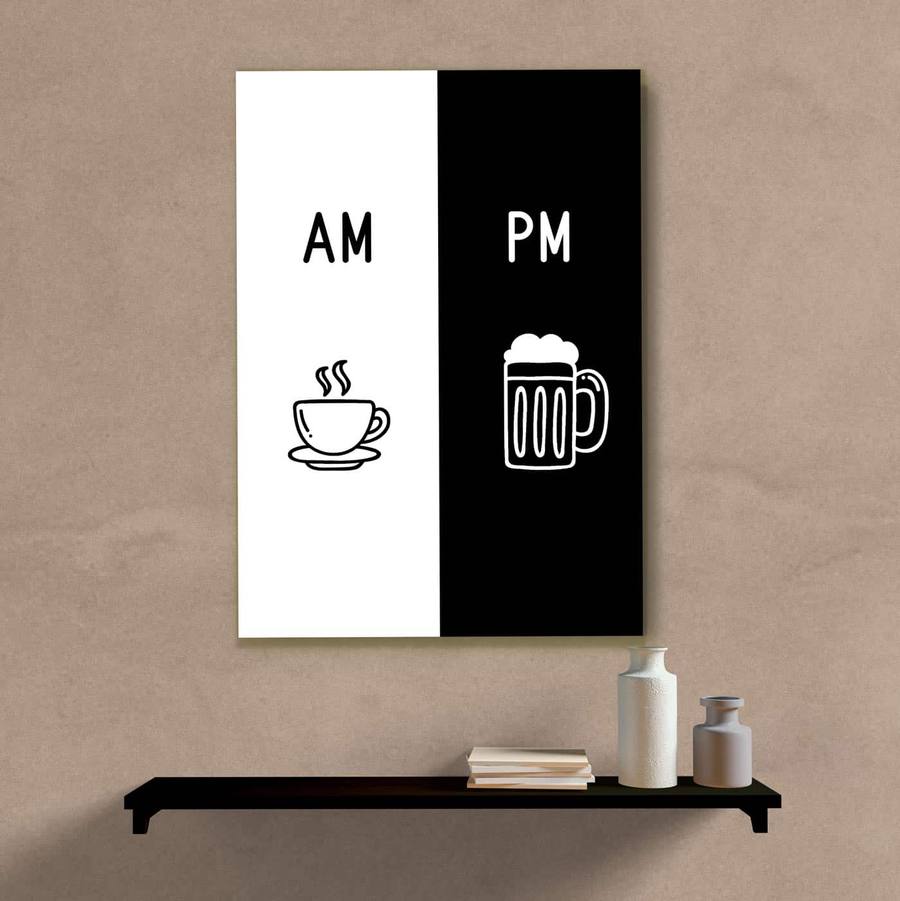 Quadro Decorativo AM café PM cerveja - quadro decorativo em ambiente decorado