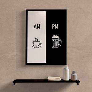 Quadro Decorativo AM café PM cerveja - detalhe da moldura e acabamento