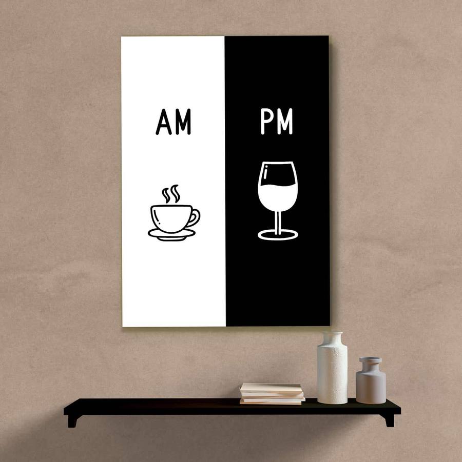 Quadro Decorativo AM café PM vinho - quadro decorativo em ambiente decorado
