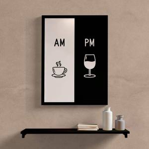 Quadro Decorativo AM café PM vinho - detalhe da moldura e acabamento