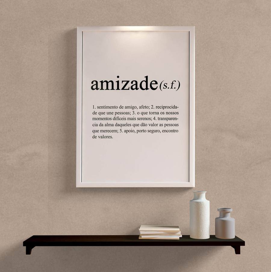 Quadro Decorativo Amizade - detalhe da moldura e acabamento