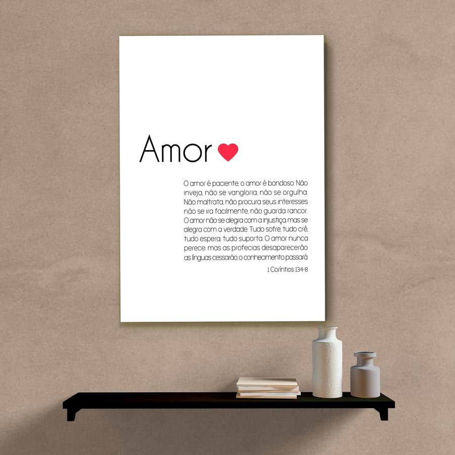 Quadro Decorativo Amor (1 Coríntios 134-8) - quadro decorativo em ambiente decorado