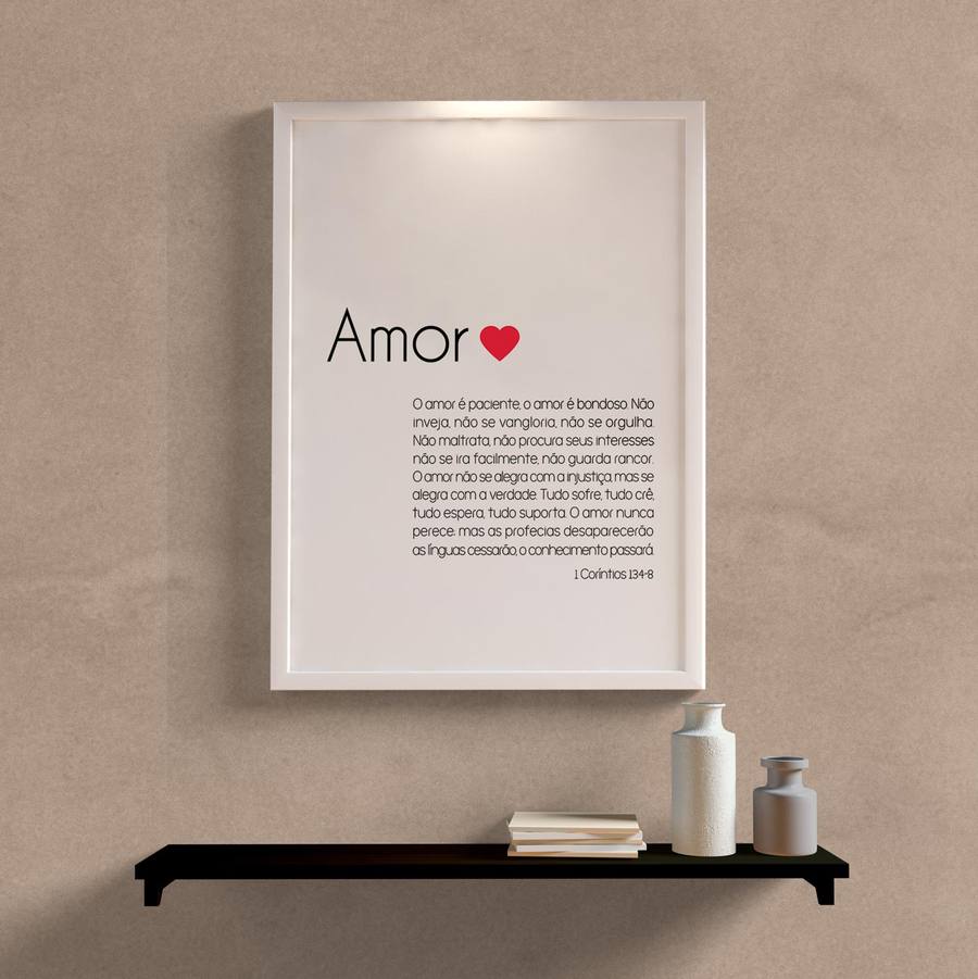 Quadro Decorativo Amor (1 Coríntios 134-8) - detalhe da moldura e acabamento