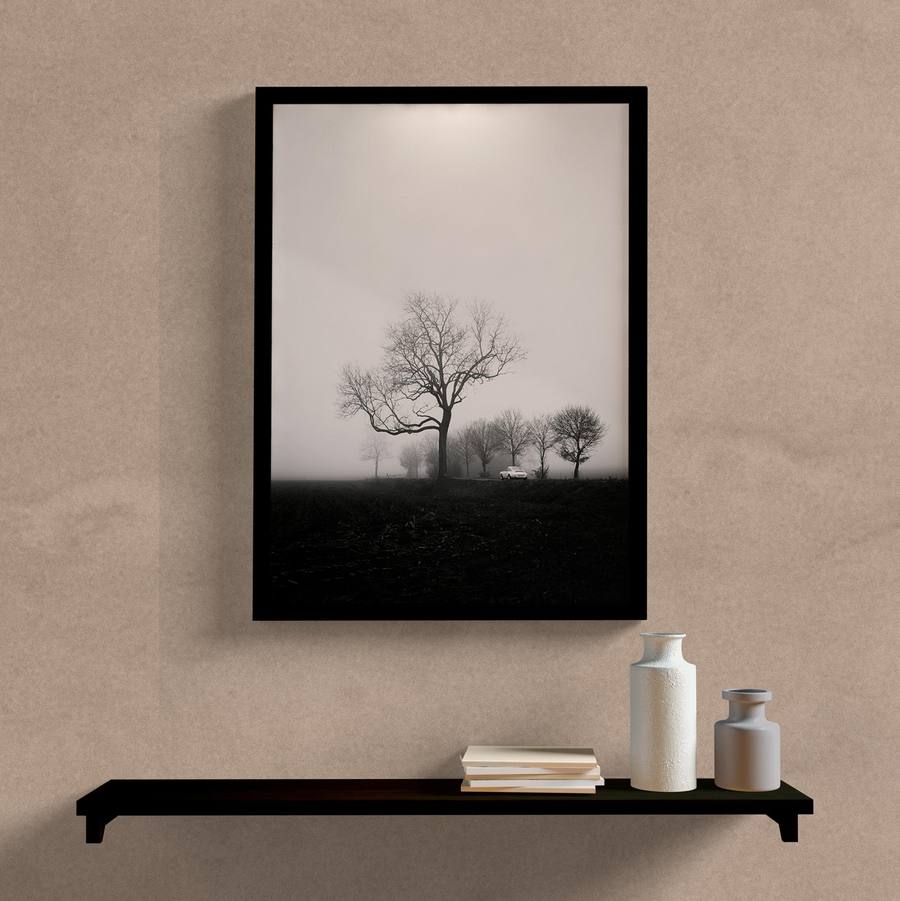Quadro Decorativo Árvores no Nevoeiro - detalhe da moldura e acabamento