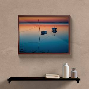 Quadro Decorativo Paisagem Barcos na Areia - vista aproximada da impressão
