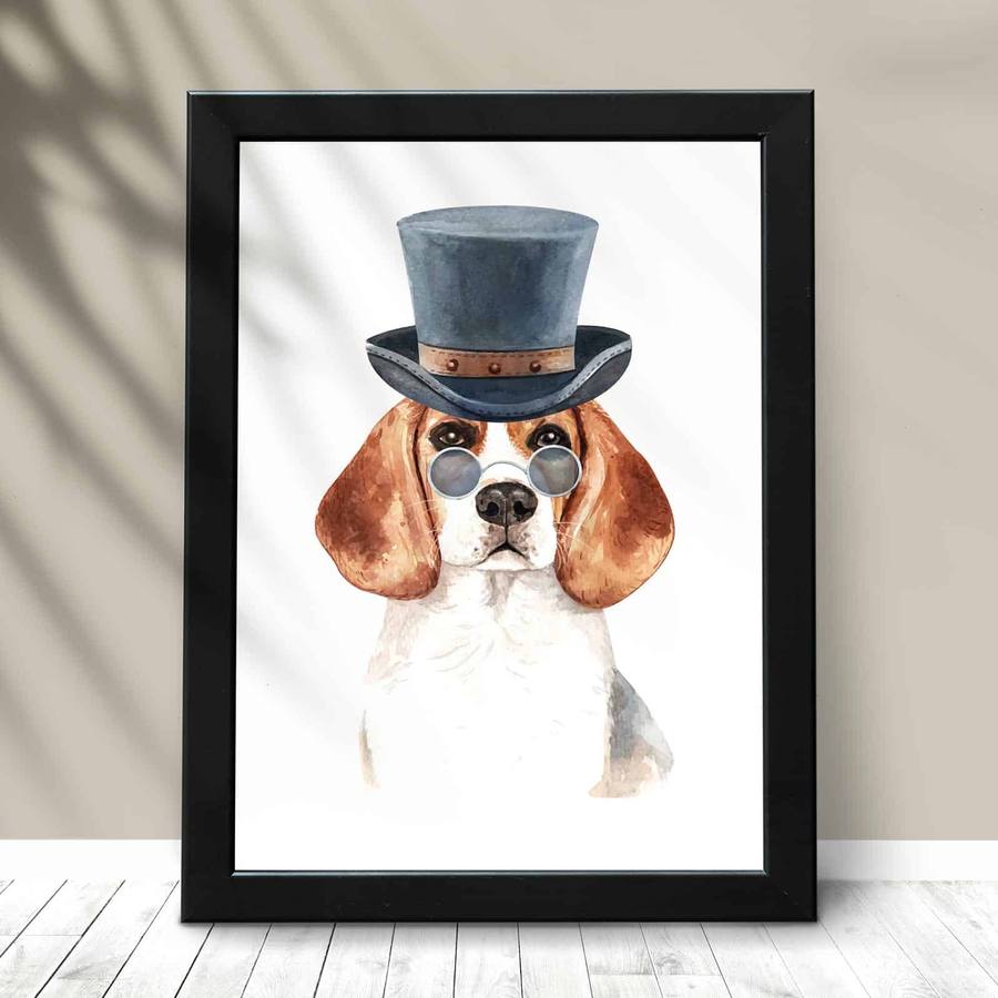 Quadro Decorativo Beagle - detalhe da moldura e acabamento
