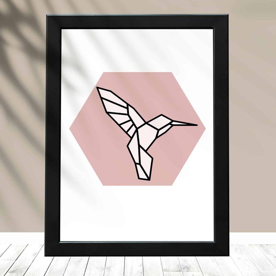 Quadro Decorativo Beija-Flor - detalhe da moldura e acabamento