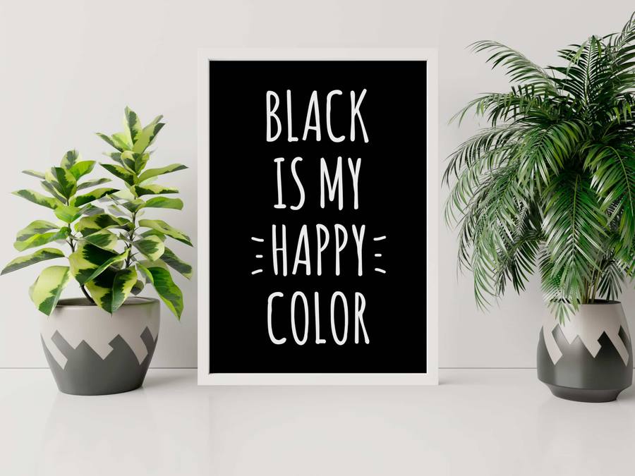 Quadro Decorativo Black is My Happy Color - vista aproximada da impressão