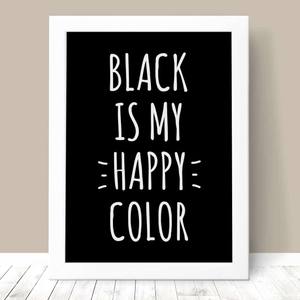 Quadro Decorativo Black is My Happy Color - detalhe da moldura e acabamento