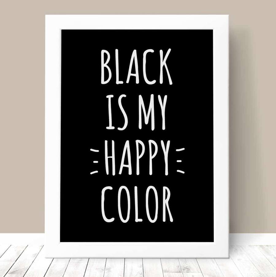 Quadro Decorativo Black is My Happy Color - detalhe da moldura e acabamento