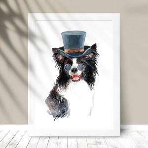Quadro Decorativo Border Collie - detalhe da moldura e acabamento