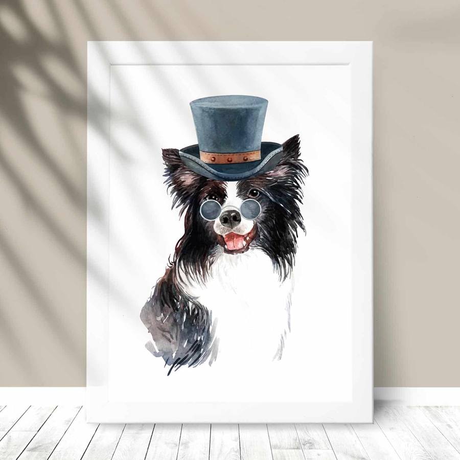 Quadro Decorativo Border Collie - detalhe da moldura e acabamento