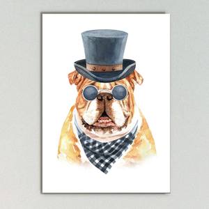 Quadro Decorativo Buldogue - quadro decorativo em ambiente decorado