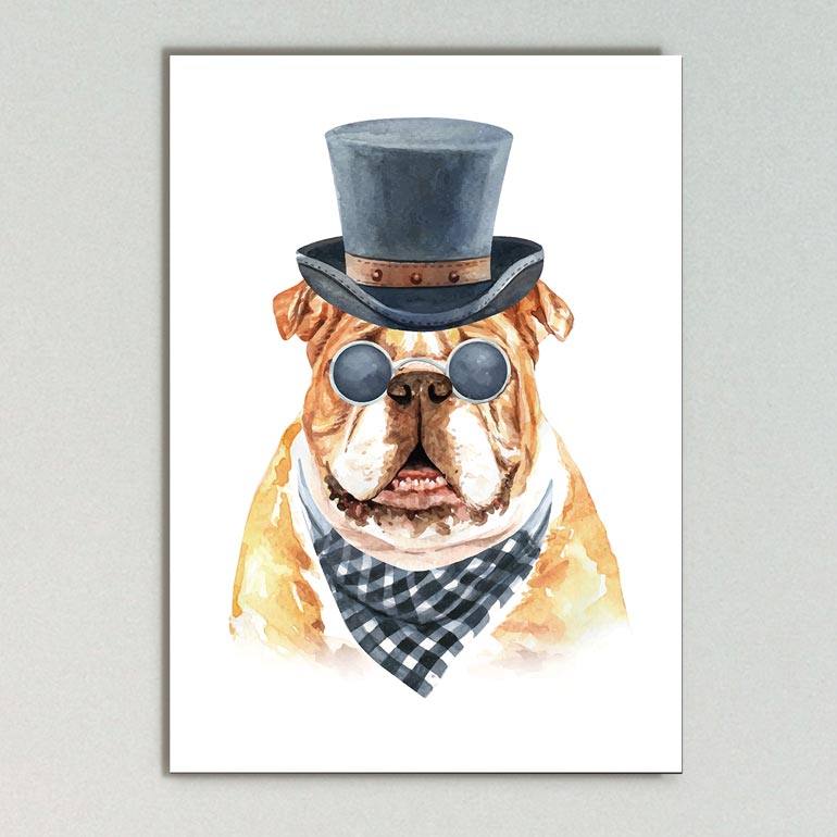 Quadro Decorativo Buldogue - quadro decorativo em ambiente decorado